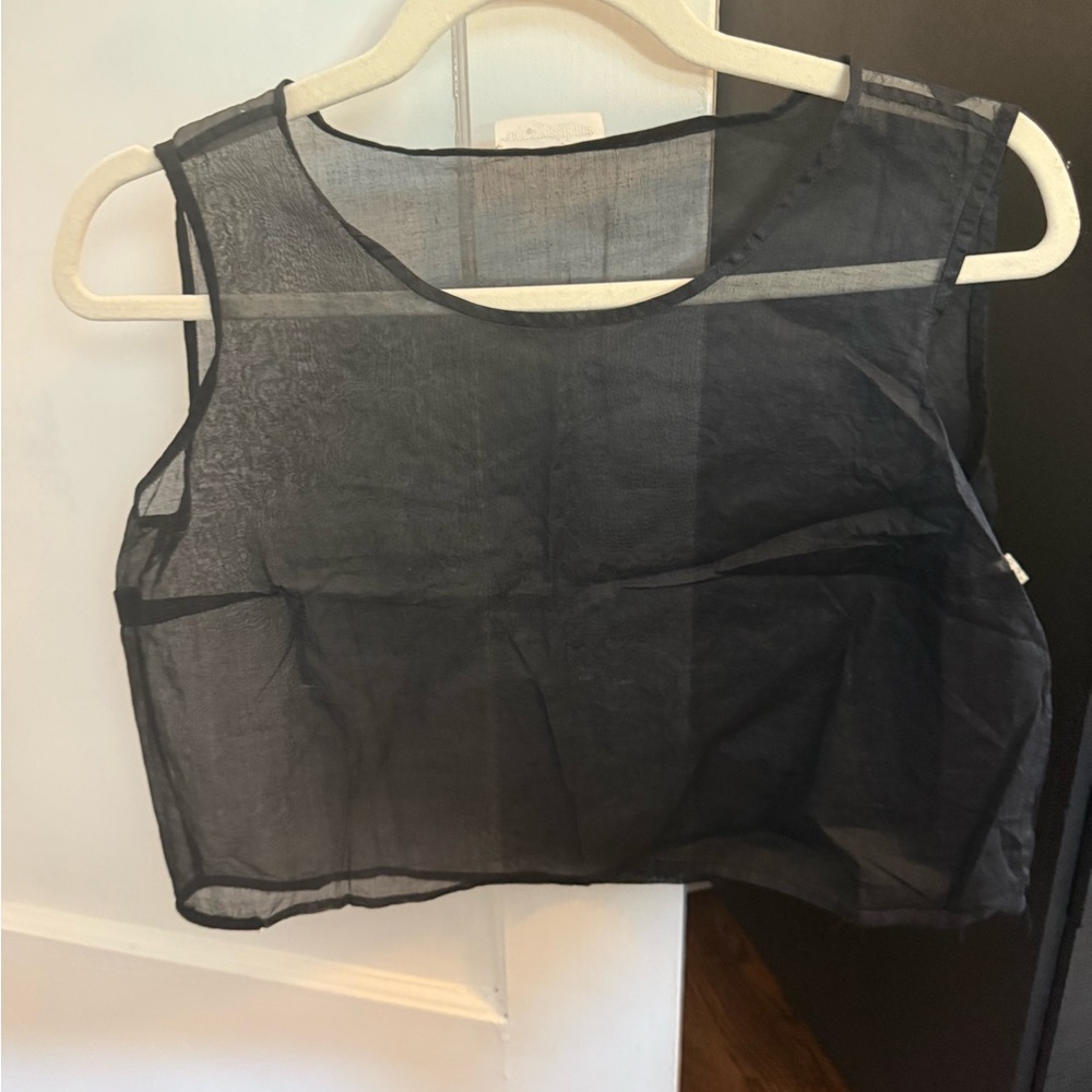 Sheer Black Sleeveless Top 100% cotton made in Italy vintage